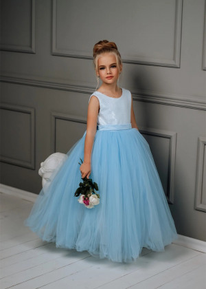 Sky Blue Sequin Tulle Flower Girl Dress